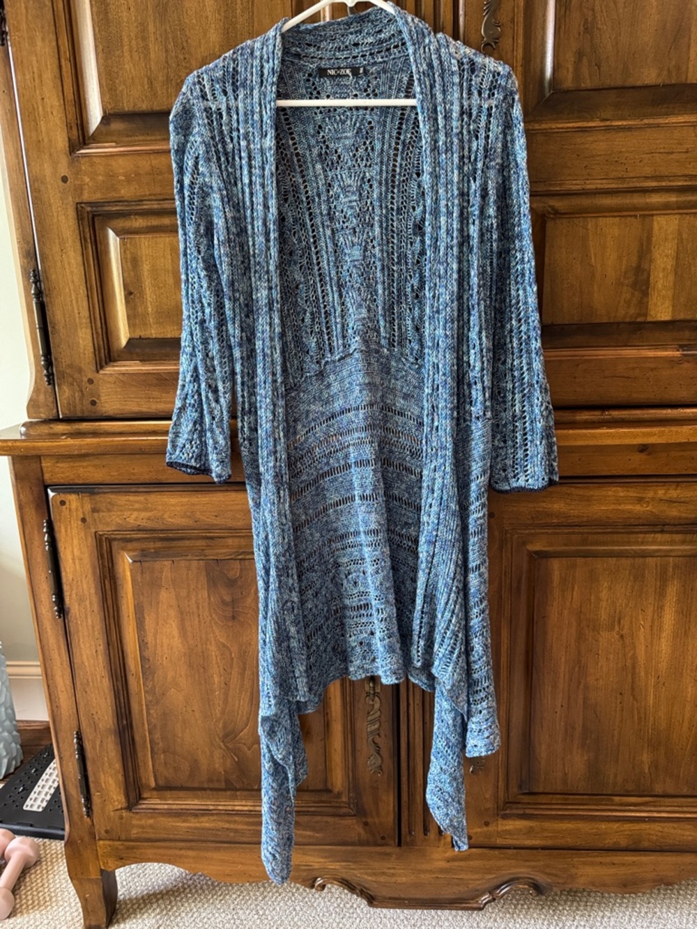 NIC+ZOE Variegated Blue Open-Knit Cardigan - Worn Once - PM